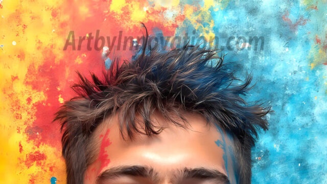 AI-generated abstract art featuring beautiful, handsome, sexy, shirtless, men, boys, lads, full of excitement joy and fun, covered in body paint, dynamic, interactive, Combining elements of realism with surreal abstract qualities, showcasing the potential of AI in artistic expression. Photos of guys, just smiling, happy, and having a good time. Most of them are smiling because a paint bomb just blow up next to them, so I'm calling is Abstract Art. When paint attacks and makes people happy, it's Art!