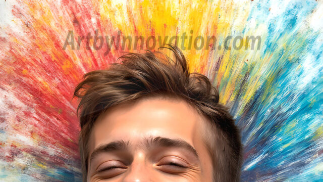 AI-generated abstract art featuring beautiful, handsome, sexy, shirtless, men, boys, lads, full of excitement joy and fun, covered in body paint, dynamic, interactive, Combining elements of realism with surreal abstract qualities, showcasing the potential of AI in artistic expression. Photos of guys, just smiling, happy, and having a good time. Most of them are smiling because a paint bomb just blow up next to them, so I'm calling is Abstract Art. When paint attacks and makes people happy, it's Art!