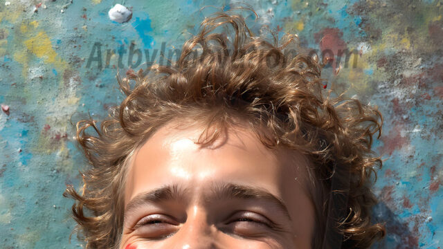 AI-generated abstract art featuring beautiful, handsome, sexy, shirtless, men, boys, lads, full of excitement joy and fun, covered in body paint, dynamic, interactive, Combining elements of realism with surreal abstract qualities, showcasing the potential of AI in artistic expression. Photos of guys, just smiling, happy, and having a good time. Most of them are smiling because a paint bomb just blow up next to them, so I'm calling is Abstract Art. When paint attacks and makes people happy, it's Art!