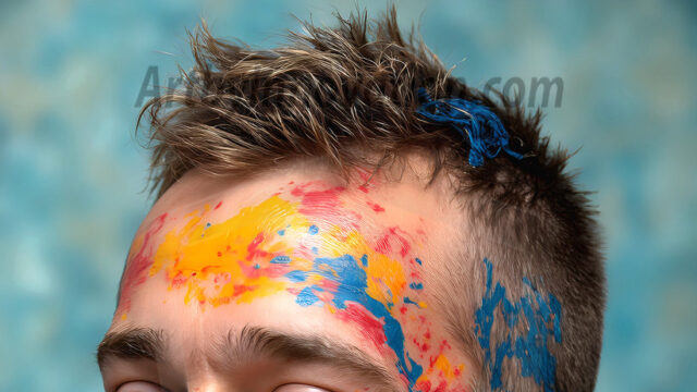 AI-generated abstract art featuring beautiful, handsome, sexy, shirtless, men, boys, lads, full of excitement joy and fun, covered in body paint, dynamic, interactive, Combining elements of realism with surreal abstract qualities, showcasing the potential of AI in artistic expression. Photos of guys, just smiling, happy, and having a good time. Most of them are smiling because a paint bomb just blow up next to them, so I'm calling is Abstract Art. When paint attacks and makes people happy, it's Art!