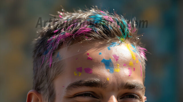 AI-generated abstract art featuring beautiful, handsome, sexy, shirtless, men, boys, lads, full of excitement joy and fun, covered in body paint, dynamic, interactive, Combining elements of realism with surreal abstract qualities, showcasing the potential of AI in artistic expression. Photos of guys, just smiling, happy, and having a good time. Most of them are smiling because a paint bomb just blow up next to them, so I'm calling is Abstract Art. When paint attacks and makes people happy, it's Art!