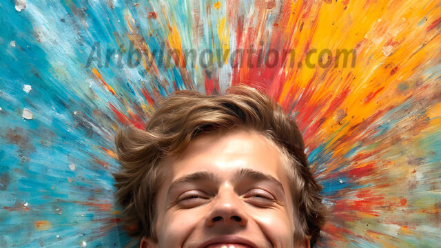 AI-generated abstract art featuring beautiful, handsome, sexy, shirtless, men, boys, lads, full of excitement joy and fun, covered in body paint, dynamic, interactive, Combining elements of realism with surreal abstract qualities, showcasing the potential of AI in artistic expression. Photos of guys, just smiling, happy, and having a good time. Most of them are smiling because a paint bomb just blow up next to them, so I'm calling is Abstract Art. When paint attacks and makes people happy, it's Art!