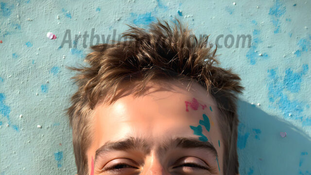 AI-generated abstract art featuring beautiful, handsome, sexy, shirtless, men, boys, lads, full of excitement joy and fun, covered in body paint, dynamic, interactive, Combining elements of realism with surreal abstract qualities, showcasing the potential of AI in artistic expression. Photos of guys, just smiling, happy, and having a good time. Most of them are smiling because a paint bomb just blow up next to them, so I'm calling is Abstract Art. When paint attacks and makes people happy, it's Art!