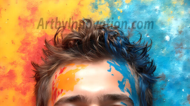 AI-generated abstract art featuring beautiful, handsome, sexy, shirtless, men, boys, lads, full of excitement joy and fun, covered in body paint, dynamic, interactive, Combining elements of realism with surreal abstract qualities, showcasing the potential of AI in artistic expression. Photos of guys, just smiling, happy, and having a good time. Most of them are smiling because a paint bomb just blow up next to them, so I'm calling is Abstract Art. When paint attacks and makes people happy, it's Art!