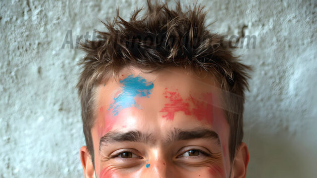 AI-generated abstract art featuring beautiful, handsome, sexy, shirtless, men, boys, lads, full of excitement joy and fun, covered in body paint, dynamic, interactive, Combining elements of realism with surreal abstract qualities, showcasing the potential of AI in artistic expression. Photos of guys, just smiling, happy, and having a good time. Most of them are smiling because a paint bomb just blow up next to them, so I'm calling is Abstract Art. When paint attacks and makes people happy, it's Art!