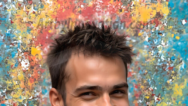 AI-generated abstract art featuring beautiful, handsome, sexy, shirtless, men, boys, lads, full of excitement joy and fun, covered in body paint, dynamic, interactive, Combining elements of realism with surreal abstract qualities, showcasing the potential of AI in artistic expression. Photos of guys, just smiling, happy, and having a good time. Most of them are smiling because a paint bomb just blow up next to them, so I'm calling is Abstract Art. When paint attacks and makes people happy, it's Art!