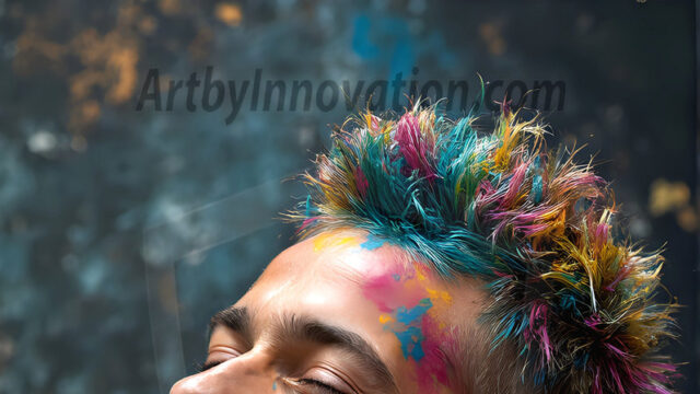 AI-generated abstract art featuring beautiful, handsome, sexy, shirtless, men, boys, lads, full of excitement joy and fun, covered in body paint, dynamic, interactive, Combining elements of realism with surreal abstract qualities, showcasing the potential of AI in artistic expression. Photos of guys, just smiling, happy, and having a good time. Most of them are smiling because a paint bomb just blow up next to them, so I'm calling is Abstract Art. When paint attacks and makes people happy, it's Art!