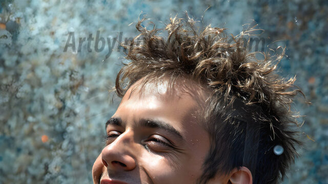 AI-generated abstract art featuring beautiful, handsome, sexy, shirtless, men, boys, lads, full of excitement joy and fun, covered in body paint, dynamic, interactive, Combining elements of realism with surreal abstract qualities, showcasing the potential of AI in artistic expression. Photos of guys, just smiling, happy, and having a good time. Most of them are smiling because a paint bomb just blow up next to them, so I'm calling is Abstract Art. When paint attacks and makes people happy, it's Art!