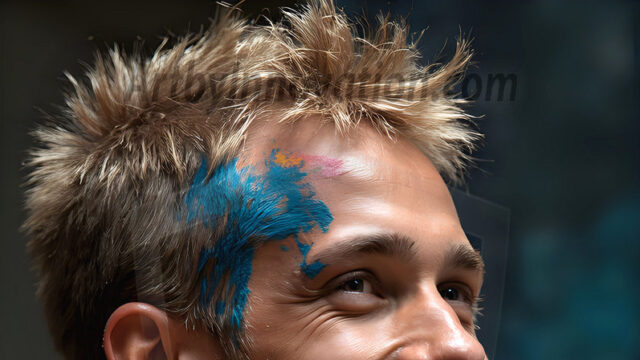 AI-generated abstract art featuring beautiful, handsome, sexy, shirtless, men, boys, lads, full of excitement joy and fun, covered in body paint, dynamic, interactive, Combining elements of realism with surreal abstract qualities, showcasing the potential of AI in artistic expression. Photos of guys, just smiling, happy, and having a good time. Most of them are smiling because a paint bomb just blow up next to them, so I'm calling is Abstract Art. When paint attacks and makes people happy, it's Art!