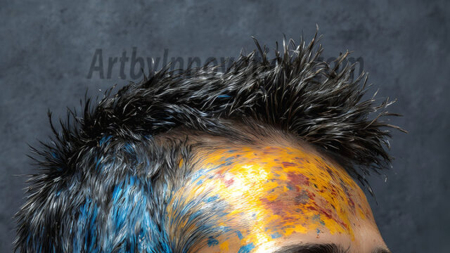 AI-generated abstract art featuring beautiful, handsome, sexy, shirtless, men, boys, lads, full of excitement joy and fun, covered in body paint, dynamic, interactive, Combining elements of realism with surreal abstract qualities, showcasing the potential of AI in artistic expression. Photos of guys, just smiling, happy, and having a good time. Most of them are smiling because a paint bomb just blow up next to them, so I'm calling is Abstract Art. When paint attacks and makes people happy, it's Art!