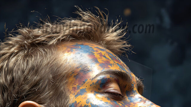 AI-generated abstract art featuring beautiful, handsome, sexy, shirtless, men, boys, lads, full of excitement joy and fun, covered in body paint, dynamic, interactive, Combining elements of realism with surreal abstract qualities, showcasing the potential of AI in artistic expression. Photos of guys, just smiling, happy, and having a good time. Most of them are smiling because a paint bomb just blow up next to them, so I'm calling is Abstract Art. When paint attacks and makes people happy, it's Art!