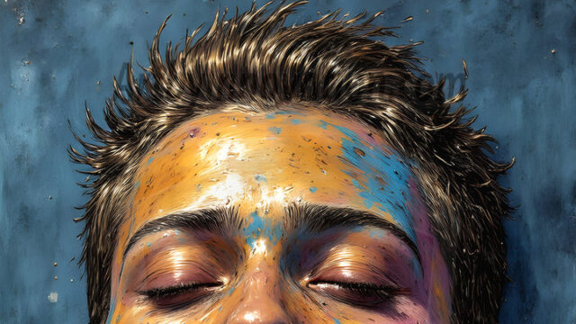 AI-generated abstract art featuring beautiful, handsome, sexy, shirtless, men, boys, lads, full of excitement joy and fun, covered in body paint, dynamic, interactive, Combining elements of realism with surreal abstract qualities, showcasing the potential of AI in artistic expression. Photos of guys, just smiling, happy, and having a good time. Most of them are smiling because a paint bomb just blow up next to them, so I'm calling is Abstract Art. When paint attacks and makes people happy, it's Art!