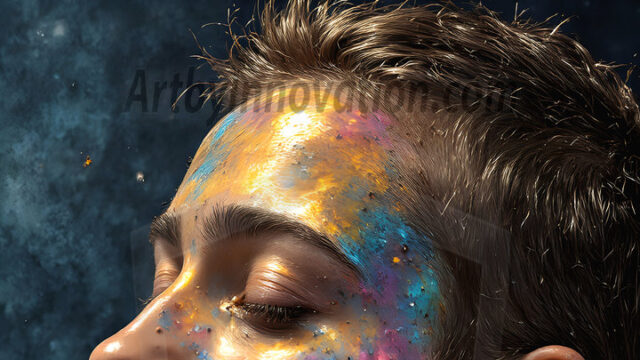 AI-generated abstract art featuring beautiful, handsome, sexy, shirtless, men, boys, lads, full of excitement joy and fun, covered in body paint, dynamic, interactive, Combining elements of realism with surreal abstract qualities, showcasing the potential of AI in artistic expression. Photos of guys, just smiling, happy, and having a good time. Most of them are smiling because a paint bomb just blow up next to them, so I'm calling is Abstract Art. When paint attacks and makes people happy, it's Art!