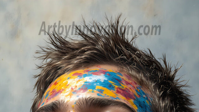 AI-generated abstract art featuring beautiful, handsome, sexy, shirtless, men, boys, lads, full of excitement joy and fun, covered in body paint, dynamic, interactive, Combining elements of realism with surreal abstract qualities, showcasing the potential of AI in artistic expression. Photos of guys, just smiling, happy, and having a good time. Most of them are smiling because a paint bomb just blow up next to them, so I'm calling is Abstract Art. When paint attacks and makes people happy, it's Art!