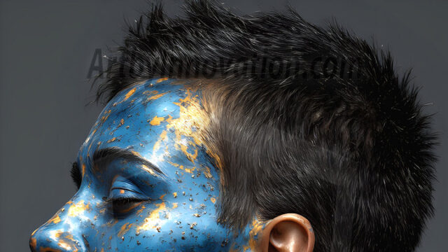 AI-generated abstract art featuring beautiful, handsome, sexy, shirtless, men, boys, lads, full of excitement joy and fun, covered in body paint, dynamic, interactive, Combining elements of realism with surreal abstract qualities, showcasing the potential of AI in artistic expression. Photos of guys, just smiling, happy, and having a good time. Most of them are smiling because a paint bomb just blow up next to them, so I'm calling is Abstract Art. When paint attacks and makes people happy, it's Art!