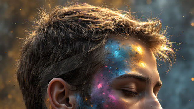 AI-generated abstract art featuring beautiful, handsome, sexy, shirtless, men, boys, lads, full of excitement joy and fun, covered in body paint, dynamic, interactive, Combining elements of realism with surreal abstract qualities, showcasing the potential of AI in artistic expression. Photos of guys, just smiling, happy, and having a good time. Most of them are smiling because a paint bomb just blow up next to them, so I'm calling is Abstract Art. When paint attacks and makes people happy, it's Art!