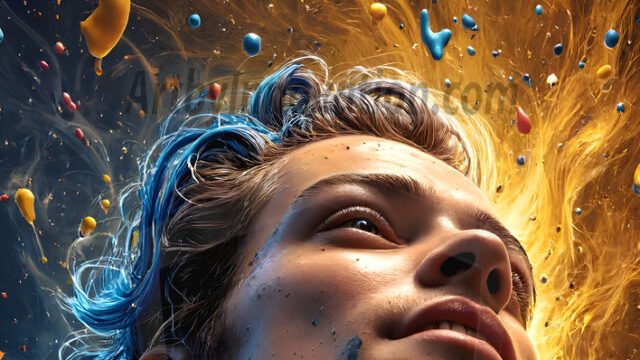 AI-generated abstract art featuring beautiful, handsome, sexy, shirtless, men, boys, lads, full of excitement joy and fun, covered in body paint, dynamic, interactive, Combining elements of realism with surreal abstract qualities, showcasing the potential of AI in artistic expression. Photos of guys, just smiling, happy, and having a good time. Most of them are smiling because a paint bomb just blow up next to them, so I'm calling is Abstract Art. When paint attacks and makes people happy, it's Art!