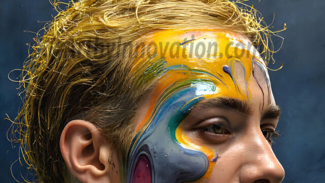 AI-generated abstract art featuring beautiful, handsome, sexy, shirtless, men, boys, lads, full of excitement joy and fun, covered in body paint, dynamic, interactive, Combining elements of realism with surreal abstract qualities, showcasing the potential of AI in artistic expression. Photos of guys, just smiling, happy, and having a good time. Most of them are smiling because a paint bomb just blow up next to them, so I'm calling is Abstract Art. When paint attacks and makes people happy, it's Art!