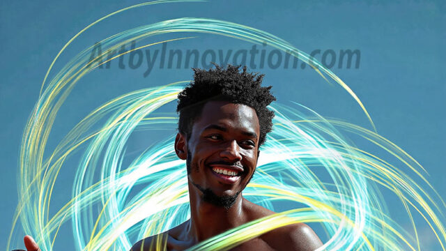 Abstract Male Art, AI photos of handsome shirtless men dancing with Light Rays, colorful art in motion. Guys dancing with radiant light rays that wrap around his body in flowing patterns, emphasizing his movements and adding a sense of ethereal fluidity. The designs appear weightless and almost sculptural, creates a striking contrast against the backgrounds making him the center of a cosmic dance, with energy and elegance. AI-generated abstract art HD photos featuring handsome, sexy, shirtless, men, boys, lads, dancing with colorful light rays, dynamic, interactive. Combining elements of realism with surreal abstract qualities, showcasing the potential of AI in artistic expression.