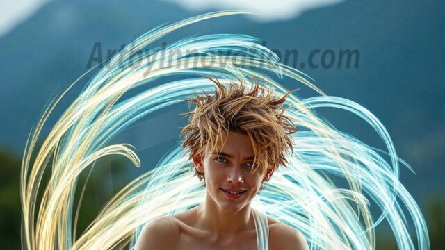 Abstract Male Art, AI photos of handsome shirtless men dancing with Light Rays, colorful art in motion. Guys dancing with radiant light rays that wrap around his body in flowing patterns, emphasizing his movements and adding a sense of ethereal fluidity. The designs appear weightless and almost sculptural, creates a striking contrast against the backgrounds making him the center of a cosmic dance, with energy and elegance. AI-generated abstract art HD photos featuring handsome, sexy, shirtless, men, boys, lads, dancing with colorful light rays, dynamic, interactive. Combining elements of realism with surreal abstract qualities, showcasing the potential of AI in artistic expression.