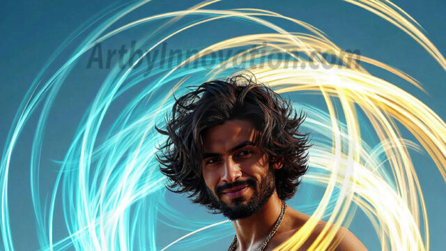 Abstract Male Art, AI photos of handsome shirtless men dancing with Light Rays, colorful art in motion. Guys dancing with radiant light rays that wrap around his body in flowing patterns, emphasizing his movements and adding a sense of ethereal fluidity. The designs appear weightless and almost sculptural, creates a striking contrast against the backgrounds making him the center of a cosmic dance, with energy and elegance. AI-generated abstract art HD photos featuring handsome, sexy, shirtless, men, boys, lads, dancing with colorful light rays, dynamic, interactive. Combining elements of realism with surreal abstract qualities, showcasing the potential of AI in artistic expression.