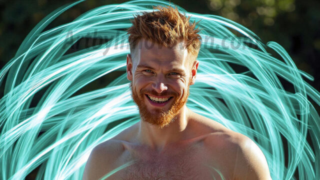 Abstract Male Art, AI photos of handsome shirtless men dancing with Light Rays, colorful art in motion. Guys dancing with radiant light rays that wrap around his body in flowing patterns, emphasizing his movements and adding a sense of ethereal fluidity. The designs appear weightless and almost sculptural, creates a striking contrast against the backgrounds making him the center of a cosmic dance, with energy and elegance. AI-generated abstract art HD photos featuring handsome, sexy, shirtless, men, boys, lads, dancing with colorful light rays, dynamic, interactive. Combining elements of realism with surreal abstract qualities, showcasing the potential of AI in artistic expression.
