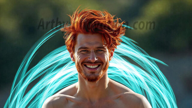 Abstract Male Art, AI photos of handsome shirtless men dancing with Light Rays, colorful art in motion. Guys dancing with radiant light rays that wrap around his body in flowing patterns, emphasizing his movements and adding a sense of ethereal fluidity. The designs appear weightless and almost sculptural, creates a striking contrast against the backgrounds making him the center of a cosmic dance, with energy and elegance. AI-generated abstract art HD photos featuring handsome, sexy, shirtless, men, boys, lads, dancing with colorful light rays, dynamic, interactive. Combining elements of realism with surreal abstract qualities, showcasing the potential of AI in artistic expression.