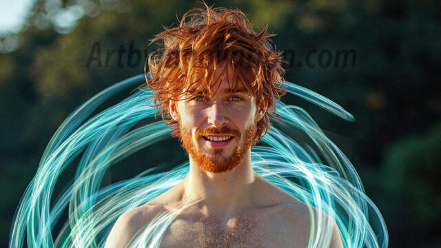 Abstract Male Art, AI photos of handsome shirtless men dancing with Light Rays, colorful art in motion. Guys dancing with radiant light rays that wrap around his body in flowing patterns, emphasizing his movements and adding a sense of ethereal fluidity. The designs appear weightless and almost sculptural, creates a striking contrast against the backgrounds making him the center of a cosmic dance, with energy and elegance. AI-generated abstract art HD photos featuring handsome, sexy, shirtless, men, boys, lads, dancing with colorful light rays, dynamic, interactive. Combining elements of realism with surreal abstract qualities, showcasing the potential of AI in artistic expression.