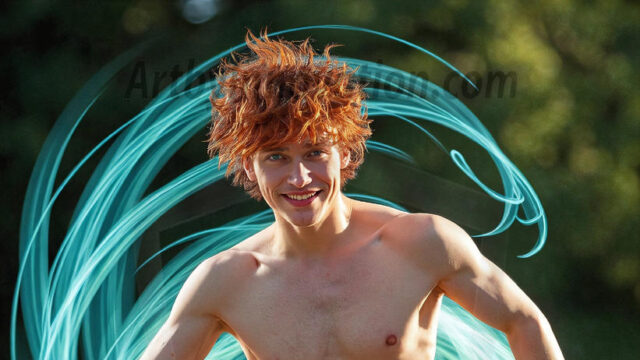 Abstract Male Art, AI photos of handsome shirtless men dancing with Light Rays, colorful art in motion. Guys dancing with radiant light rays that wrap around his body in flowing patterns, emphasizing his movements and adding a sense of ethereal fluidity. The designs appear weightless and almost sculptural, creates a striking contrast against the backgrounds making him the center of a cosmic dance, with energy and elegance. AI-generated abstract art HD photos featuring handsome, sexy, shirtless, men, boys, lads, dancing with colorful light rays, dynamic, interactive. Combining elements of realism with surreal abstract qualities, showcasing the potential of AI in artistic expression.