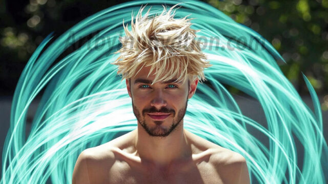 Abstract Male Art, AI photos of handsome shirtless men dancing with Light Rays, colorful art in motion. Guys dancing with radiant light rays that wrap around his body in flowing patterns, emphasizing his movements and adding a sense of ethereal fluidity. The designs appear weightless and almost sculptural, creates a striking contrast against the backgrounds making him the center of a cosmic dance, with energy and elegance. AI-generated abstract art HD photos featuring handsome, sexy, shirtless, men, boys, lads, dancing with colorful light rays, dynamic, interactive. Combining elements of realism with surreal abstract qualities, showcasing the potential of AI in artistic expression.