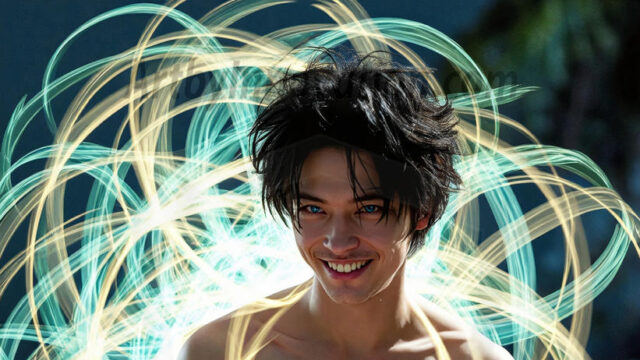 Abstract Male Art, AI photos of handsome shirtless men dancing with Light Rays, colorful art in motion. Guys dancing with radiant light rays that wrap around his body in flowing patterns, emphasizing his movements and adding a sense of ethereal fluidity. The designs appear weightless and almost sculptural, creates a striking contrast against the backgrounds making him the center of a cosmic dance, with energy and elegance. AI-generated abstract art HD photos featuring handsome, sexy, shirtless, men, boys, lads, dancing with colorful light rays, dynamic, interactive. Combining elements of realism with surreal abstract qualities, showcasing the potential of AI in artistic expression.