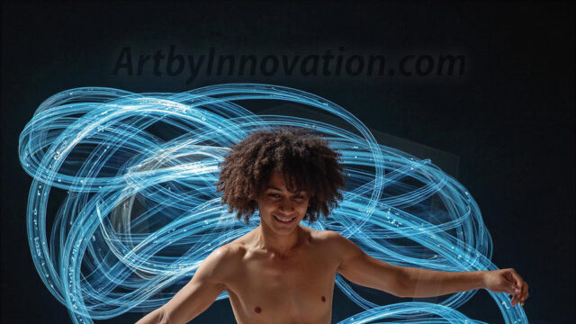 Abstract Male Art, AI photos of handsome shirtless men dancing with Light Rays, colorful art in motion. Guys dancing with radiant light rays that wrap around his body in flowing patterns, emphasizing his movements and adding a sense of ethereal fluidity. The designs appear weightless and almost sculptural, creates a striking contrast against the backgrounds making him the center of a cosmic dance, with energy and elegance. AI-generated abstract art HD photos featuring handsome, sexy, shirtless, men, boys, lads, dancing with colorful light rays, dynamic, interactive. Combining elements of realism with surreal abstract qualities, showcasing the potential of AI in artistic expression.