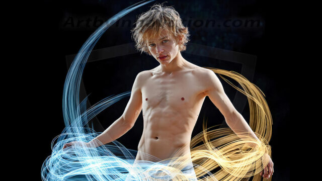 Abstract Male Art, AI photos of handsome shirtless men dancing with Light Rays, colorful art in motion. Guys dancing with radiant light rays that wrap around his body in flowing patterns, emphasizing his movements and adding a sense of ethereal fluidity. The designs appear weightless and almost sculptural, creates a striking contrast against the backgrounds making him the center of a cosmic dance, with energy and elegance. AI-generated abstract art HD photos featuring handsome, sexy, shirtless, men, boys, lads, dancing with colorful light rays, dynamic, interactive. Combining elements of realism with surreal abstract qualities, showcasing the potential of AI in artistic expression.