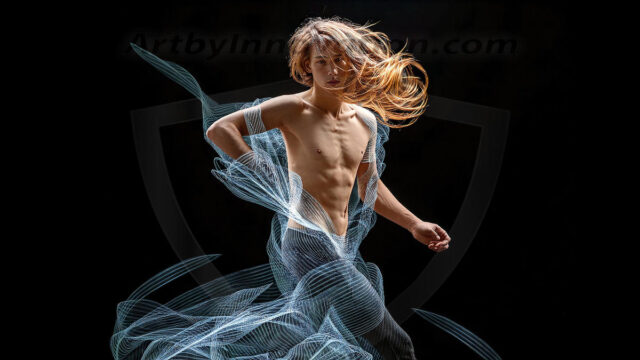 Abstract Male Art, AI photos of handsome shirtless men dancing with Light Rays, colorful art in motion. Guys dancing with radiant light rays that wrap around his body in flowing patterns, emphasizing his movements and adding a sense of ethereal fluidity. The designs appear weightless and almost sculptural, creates a striking contrast against the backgrounds making him the center of a cosmic dance, with energy and elegance. AI-generated abstract art HD photos featuring handsome, sexy, shirtless, men, boys, lads, dancing with colorful light rays, dynamic, interactive. Combining elements of realism with surreal abstract qualities, showcasing the potential of AI in artistic expression.