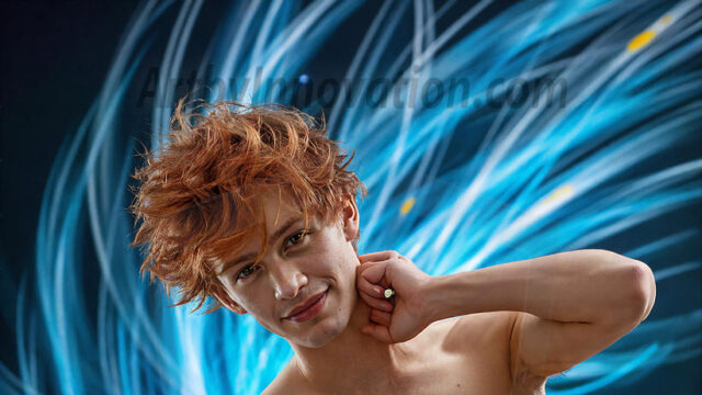 Abstract Male Art, AI photos of handsome shirtless men dancing with Light Rays, colorful art in motion. Guys dancing with radiant light rays that wrap around his body in flowing patterns, emphasizing his movements and adding a sense of ethereal fluidity. The designs appear weightless and almost sculptural, creates a striking contrast against the backgrounds making him the center of a cosmic dance, with energy and elegance. AI-generated abstract art HD photos featuring handsome, sexy, shirtless, men, boys, lads, dancing with colorful light rays, dynamic, interactive. Combining elements of realism with surreal abstract qualities, showcasing the potential of AI in artistic expression.