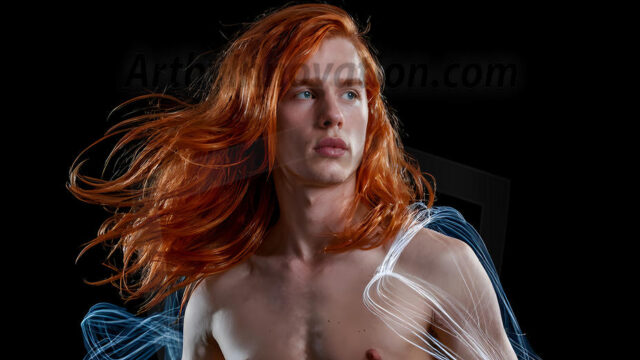 Abstract Male Art, AI photos of handsome shirtless men dancing with Light Rays, colorful art in motion. Guys dancing with radiant light rays that wrap around his body in flowing patterns, emphasizing his movements and adding a sense of ethereal fluidity. The designs appear weightless and almost sculptural, creates a striking contrast against the backgrounds making him the center of a cosmic dance, with energy and elegance. AI-generated abstract art HD photos featuring handsome, sexy, shirtless, men, boys, lads, dancing with colorful light rays, dynamic, interactive. Combining elements of realism with surreal abstract qualities, showcasing the potential of AI in artistic expression.