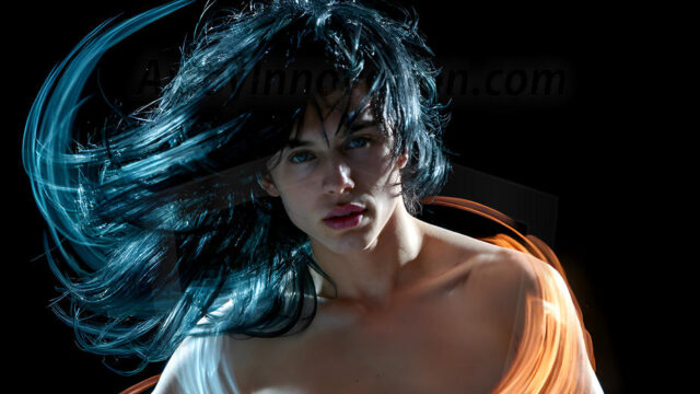 Abstract Male Art, AI photos of handsome shirtless men dancing with Light Rays, colorful art in motion. Guys dancing with radiant light rays that wrap around his body in flowing patterns, emphasizing his movements and adding a sense of ethereal fluidity. The designs appear weightless and almost sculptural, creates a striking contrast against the backgrounds making him the center of a cosmic dance, with energy and elegance. AI-generated abstract art HD photos featuring handsome, sexy, shirtless, men, boys, lads, dancing with colorful light rays, dynamic, interactive. Combining elements of realism with surreal abstract qualities, showcasing the potential of AI in artistic expression.