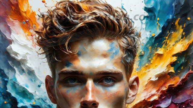 AI-generated abstract art images, featuring sexy, handsome, shirtless men, boys, lads, controlling colorful liquid water. A full-body photograph of a handsome young man with a strong muscular physique, and beautiful eyes. He starts to create a powerful and dynamic swirling vortex of rainbow colored liquid water. The vibrant and colorful water erupts and cascades forward. The fluid is dynamic, multiplying rapidly, and begins to dance in the air. The man, with a playful smile, interacts with the swirling fluids, his hands reaching out to manipulate the circular motion. The scene has a surreal, otherworldly feel, with a dreamlike atmosphere created by volumetric lighting, dramatic shadows, and an impossible color palette.