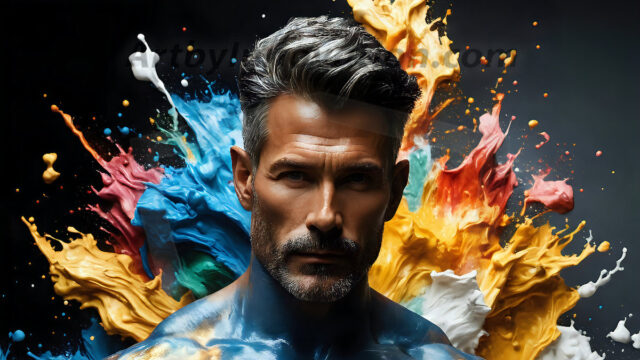 AI-generated abstract art images, featuring sexy, handsome, shirtless men, boys, lads, controlling colorful liquid water. A full-body photograph of a handsome young man with a strong muscular physique, and beautiful eyes. He starts to create a powerful and dynamic swirling vortex of rainbow colored liquid water. The vibrant and colorful water erupts and cascades forward. The fluid is dynamic, multiplying rapidly, and begins to dance in the air. The man, with a playful smile, interacts with the swirling fluids, his hands reaching out to manipulate the circular motion. The scene has a surreal, otherworldly feel, with a dreamlike atmosphere created by volumetric lighting, dramatic shadows, and an impossible color palette.