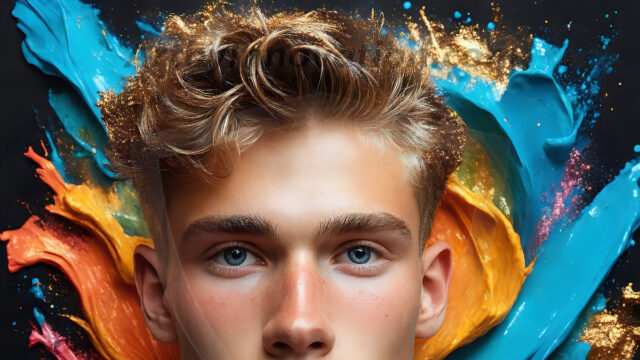 AI-generated abstract art images, featuring sexy, handsome, shirtless men, boys, lads, controlling colorful liquid water. A full-body photograph of a handsome young man with a strong muscular physique, and beautiful eyes. He starts to create a powerful and dynamic swirling vortex of rainbow colored liquid water. The vibrant and colorful water erupts and cascades forward. The fluid is dynamic, multiplying rapidly, and begins to dance in the air. The man, with a playful smile, interacts with the swirling fluids, his hands reaching out to manipulate the circular motion. The scene has a surreal, otherworldly feel, with a dreamlike atmosphere created by volumetric lighting, dramatic shadows, and an impossible color palette.