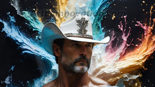 AI-generated abstract art images, featuring sexy, handsome, shirtless men, boys, lads, controlling colorful liquid water. A full-body photograph of a handsome young man with a strong muscular physique, and beautiful eyes. He starts to create a powerful and dynamic swirling vortex of rainbow colored liquid water. The vibrant and colorful water erupts and cascades forward. The fluid is dynamic, multiplying rapidly, and begins to dance in the air. The man, with a playful smile, interacts with the swirling fluids, his hands reaching out to manipulate the circular motion. The scene has a surreal, otherworldly feel, with a dreamlike atmosphere created by volumetric lighting, dramatic shadows, and an impossible color palette.