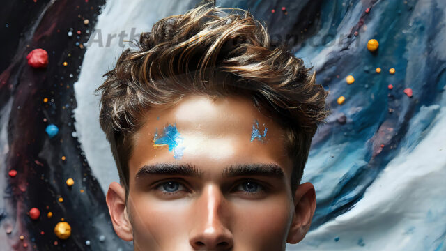 AI-generated abstract art images, featuring sexy, handsome, shirtless men, boys, lads, controlling colorful liquid water. A full-body photograph of a handsome young man with a strong muscular physique, and beautiful eyes. He starts to create a powerful and dynamic swirling vortex of rainbow colored liquid water. The vibrant and colorful water erupts and cascades forward. The fluid is dynamic, multiplying rapidly, and begins to dance in the air. The man, with a playful smile, interacts with the swirling fluids, his hands reaching out to manipulate the circular motion. The scene has a surreal, otherworldly feel, with a dreamlike atmosphere created by volumetric lighting, dramatic shadows, and an impossible color palette.