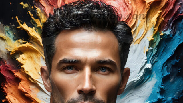 AI-generated abstract art images, featuring sexy, handsome, shirtless men, boys, lads, controlling colorful liquid water. A full-body photograph of a handsome young man with a strong muscular physique, and beautiful eyes. He starts to create a powerful and dynamic swirling vortex of rainbow colored liquid water. The vibrant and colorful water erupts and cascades forward. The fluid is dynamic, multiplying rapidly, and begins to dance in the air. The man, with a playful smile, interacts with the swirling fluids, his hands reaching out to manipulate the circular motion. The scene has a surreal, otherworldly feel, with a dreamlike atmosphere created by volumetric lighting, dramatic shadows, and an impossible color palette.