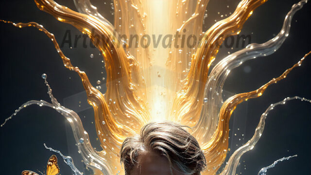 AI-generated abstract art images, featuring sexy, handsome, shirtless men, boys, lads, controlling colorful liquid water. A full-body photograph of a handsome young man with a strong muscular physique, and beautiful eyes. He starts to create a powerful and dynamic swirling vortex of rainbow colored liquid water. The vibrant and colorful water erupts and cascades forward. The fluid is dynamic, multiplying rapidly, and begins to dance in the air. The man, with a playful smile, interacts with the swirling fluids, his hands reaching out to manipulate the circular motion. The scene has a surreal, otherworldly feel, with a dreamlike atmosphere created by volumetric lighting, dramatic shadows, and an impossible color palette.