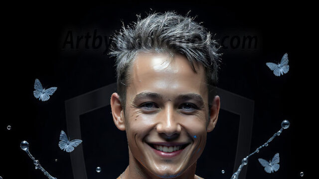 AI-generated abstract art images, featuring sexy, handsome, shirtless men, boys, lads, controlling colorful liquid water. A full-body photograph of a handsome young man with a strong muscular physique, and beautiful eyes. He starts to create a powerful and dynamic swirling vortex of rainbow colored liquid water. The vibrant and colorful water erupts and cascades forward. The fluid is dynamic, multiplying rapidly, and begins to dance in the air. The man, with a playful smile, interacts with the swirling fluids, his hands reaching out to manipulate the circular motion. The scene has a surreal, otherworldly feel, with a dreamlike atmosphere created by volumetric lighting, dramatic shadows, and an impossible color palette.