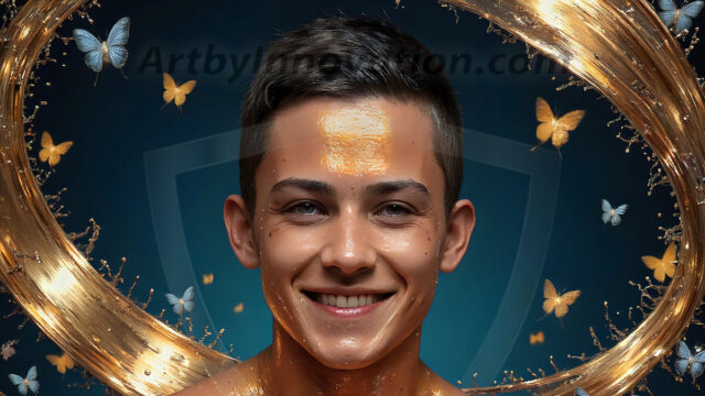 AI-generated abstract art images, featuring sexy, handsome, shirtless men, boys, lads, controlling colorful liquid water. A full-body photograph of a handsome young man with a strong muscular physique, and beautiful eyes. He starts to create a powerful and dynamic swirling vortex of rainbow colored liquid water. The vibrant and colorful water erupts and cascades forward. The fluid is dynamic, multiplying rapidly, and begins to dance in the air. The man, with a playful smile, interacts with the swirling fluids, his hands reaching out to manipulate the circular motion. The scene has a surreal, otherworldly feel, with a dreamlike atmosphere created by volumetric lighting, dramatic shadows, and an impossible color palette.