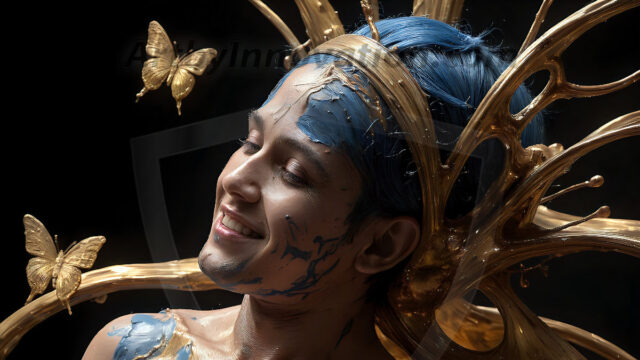 AI-generated abstract art images, featuring sexy, handsome, shirtless men, boys, lads, controlling colorful liquid water. A full-body photograph of a handsome young man with a strong muscular physique, and beautiful eyes. He starts to create a powerful and dynamic swirling vortex of rainbow colored liquid water. The vibrant and colorful water erupts and cascades forward. The fluid is dynamic, multiplying rapidly, and begins to dance in the air. The man, with a playful smile, interacts with the swirling fluids, his hands reaching out to manipulate the circular motion. The scene has a surreal, otherworldly feel, with a dreamlike atmosphere created by volumetric lighting, dramatic shadows, and an impossible color palette.