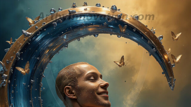 AI-generated abstract art images, featuring sexy, handsome, shirtless men, boys, lads, controlling colorful liquid water. A full-body photograph of a handsome young man with a strong muscular physique, and beautiful eyes. He starts to create a powerful and dynamic swirling vortex of rainbow colored liquid water. The vibrant and colorful water erupts and cascades forward. The fluid is dynamic, multiplying rapidly, and begins to dance in the air. The man, with a playful smile, interacts with the swirling fluids, his hands reaching out to manipulate the circular motion. The scene has a surreal, otherworldly feel, with a dreamlike atmosphere created by volumetric lighting, dramatic shadows, and an impossible color palette.