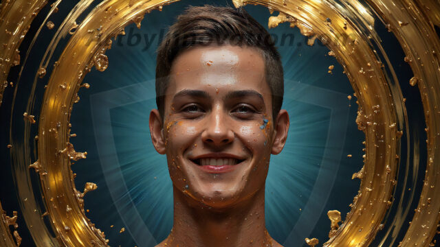 AI-generated abstract art images, featuring sexy, handsome, shirtless men, boys, lads, controlling colorful liquid water. A full-body photograph of a handsome young man with a strong muscular physique, and beautiful eyes. He starts to create a powerful and dynamic swirling vortex of rainbow colored liquid water. The vibrant and colorful water erupts and cascades forward. The fluid is dynamic, multiplying rapidly, and begins to dance in the air. The man, with a playful smile, interacts with the swirling fluids, his hands reaching out to manipulate the circular motion. The scene has a surreal, otherworldly feel, with a dreamlike atmosphere created by volumetric lighting, dramatic shadows, and an impossible color palette.