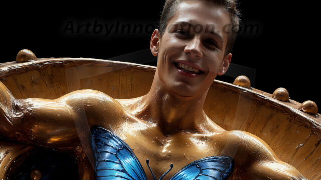 AI-generated abstract art images, featuring sexy, handsome, shirtless men, boys, lads, controlling colorful liquid water. A full-body photograph of a handsome young man with a strong muscular physique, and beautiful eyes. He starts to create a powerful and dynamic swirling vortex of rainbow colored liquid water. The vibrant and colorful water erupts and cascades forward. The fluid is dynamic, multiplying rapidly, and begins to dance in the air. The man, with a playful smile, interacts with the swirling fluids, his hands reaching out to manipulate the circular motion. The scene has a surreal, otherworldly feel, with a dreamlike atmosphere created by volumetric lighting, dramatic shadows, and an impossible color palette.